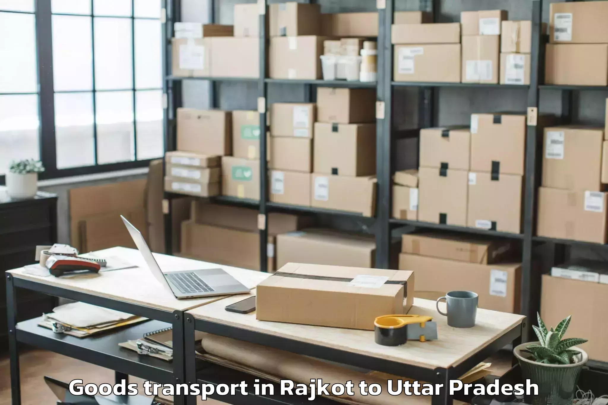 Top Rajkot to Belthara Road Goods Transport Available